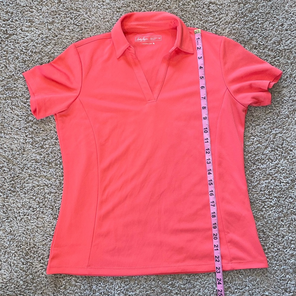 Lady Hagen Golf Polo Coral Split V-Neck Textured Hydro-Dry Top Size Medium - Picture 5 of 8